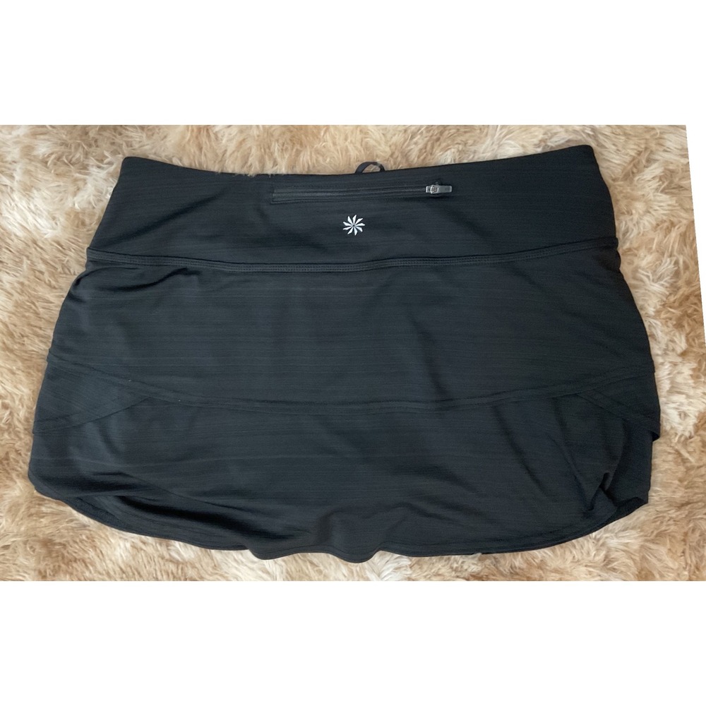 Athleta Womens Black Tiered Ruffle Performance Skort Size M Back Zip Pocket